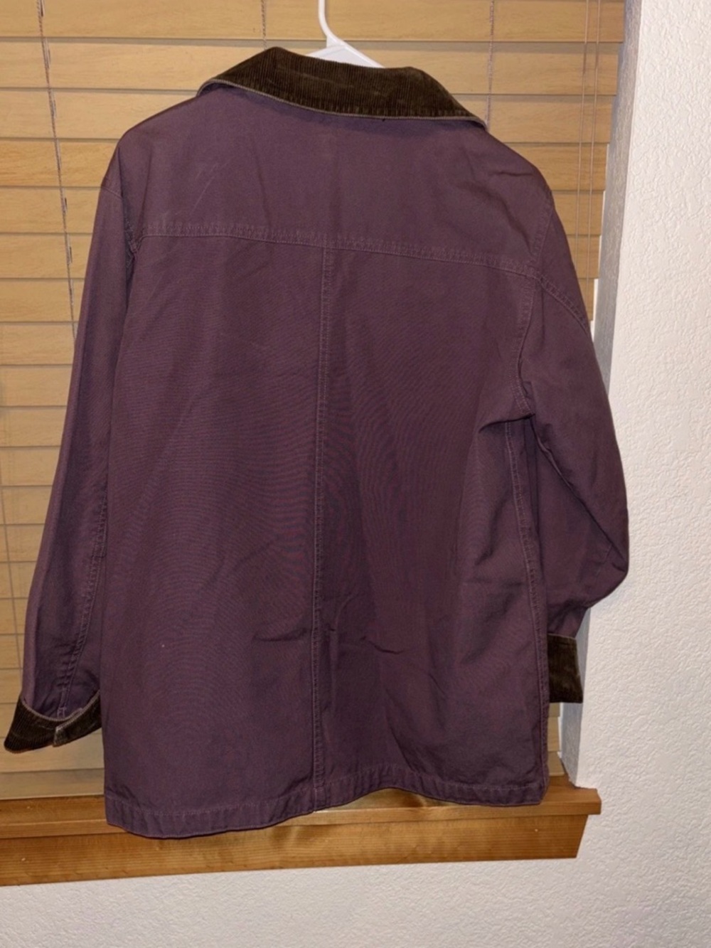 L.L. Bean Women's Plum Utility Jacket with Brown Corduroy Collar - Picture 5 of 6